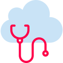 Red stethoscope on cloud